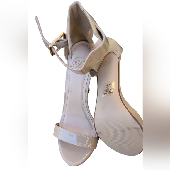 My Delicious Canter Dark Beige Patent Ankle Strap Heels - Picture 3 of 5